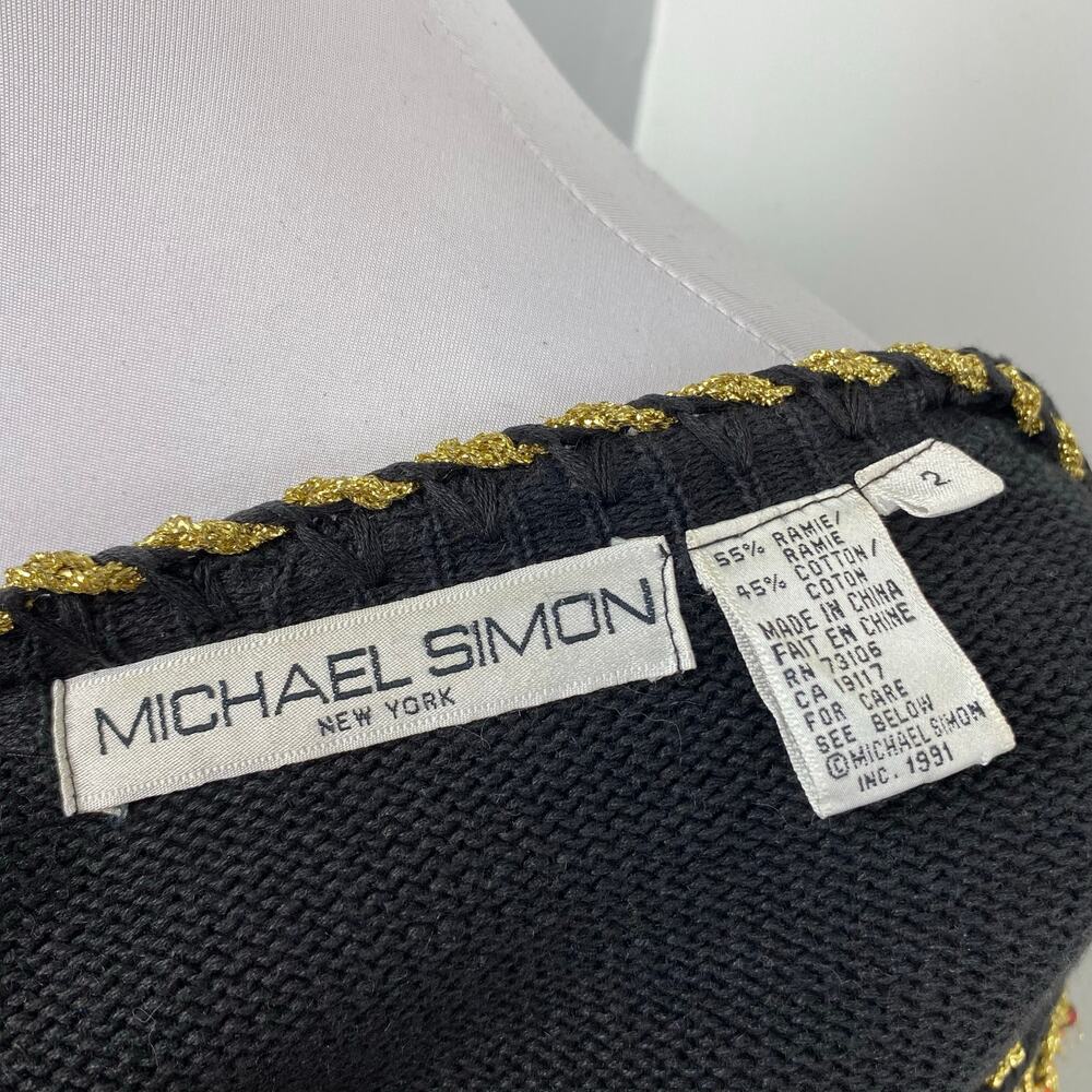 Michael Simon Vintage Year of the Dragon Embroidery Beaded Artwork Sweater Sz 2 - Picture 8 of 9
